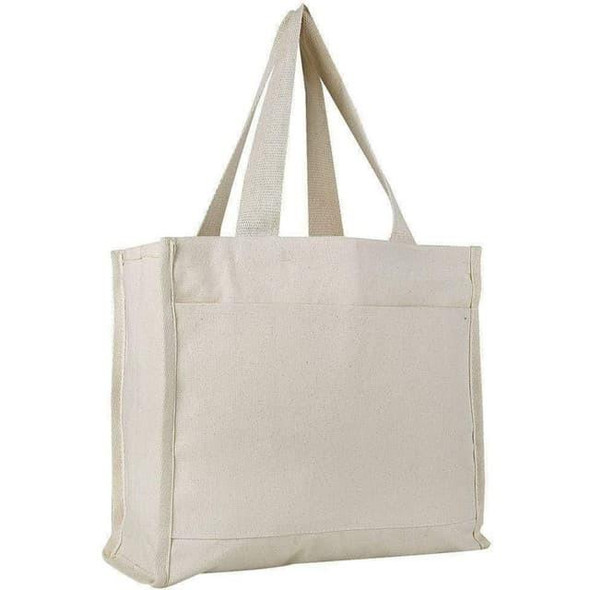 Heavy Cotton Canvas Large Tote Bags Wholesale w/ Front Pocket