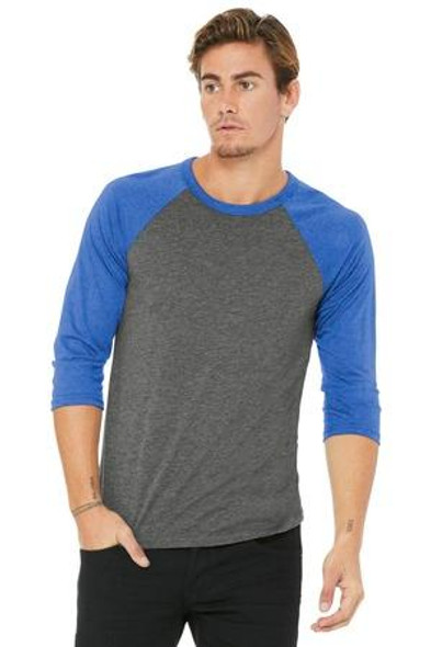 BELLA+CANVAS Unisex 3/4-Sleeve Baseball Tee. BC3200