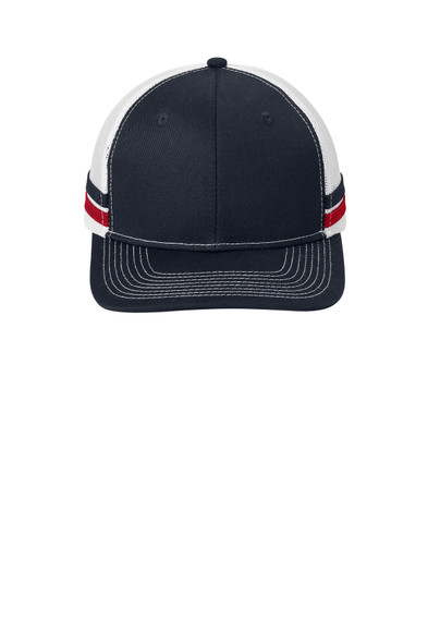 Port Authority Two-Stripe Snapback Trucker Cap. C113