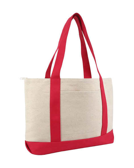 Large Zippered Cotton Canvas Tote - 8862 Large Zippered Cotton Canvas Tote - 8862
