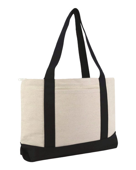 Large Zippered Cotton Canvas Tote - 8862 Large Zippered Cotton Canvas Tote - 8862