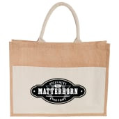 Jute Shopper Tote with Recycled Cotton Pocket