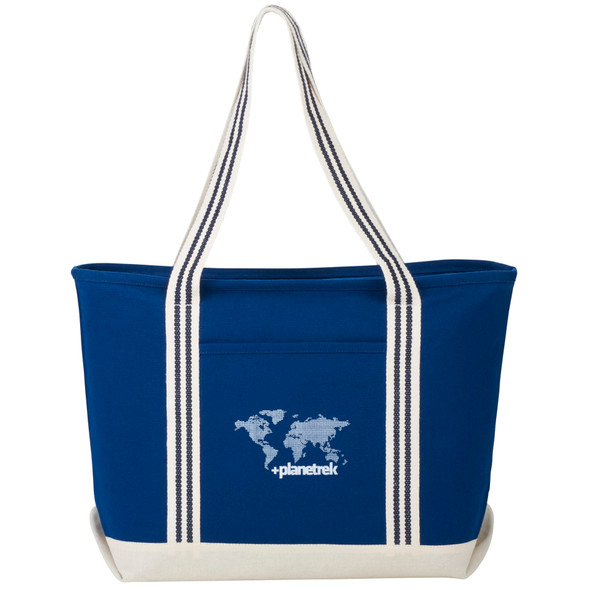 Atlantic Stripe 20oz Cotton Zippered Tote
