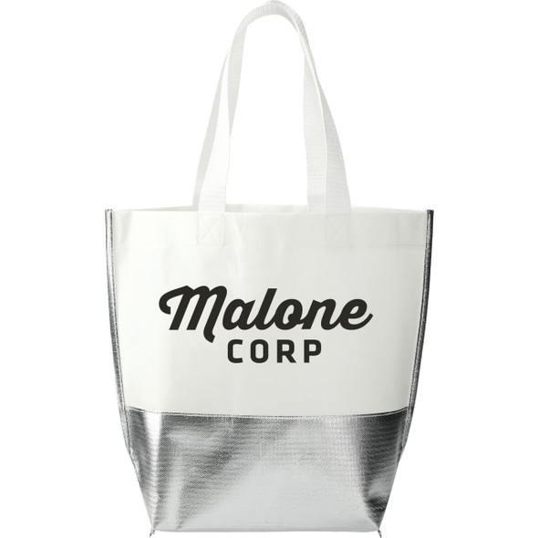  Large Laminated Metallic Bottom Tote 