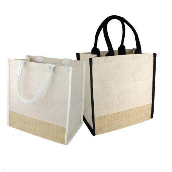 Medium Jute Blend Burlap Tote Bags Bulk with Full Gu
