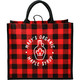 Buffalo Plaid Printed Jute Tote