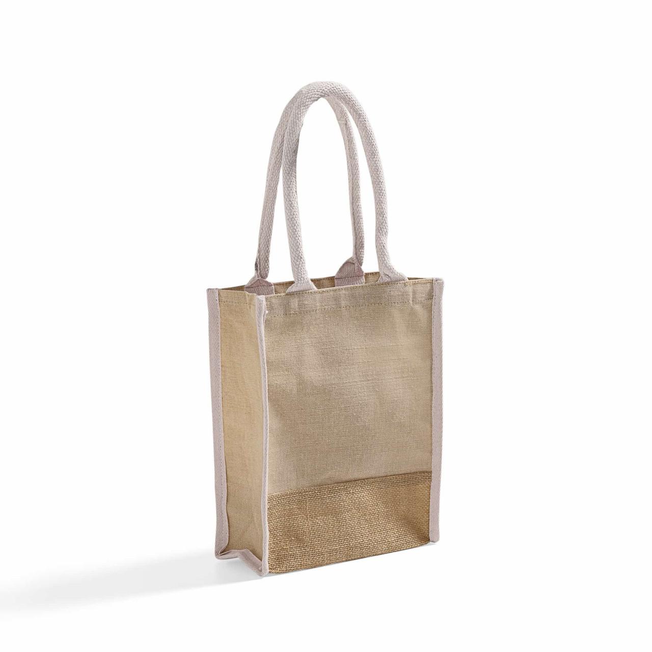 Small Size Jute Blend Cute Book Tote Bag with Full Gusset - B911