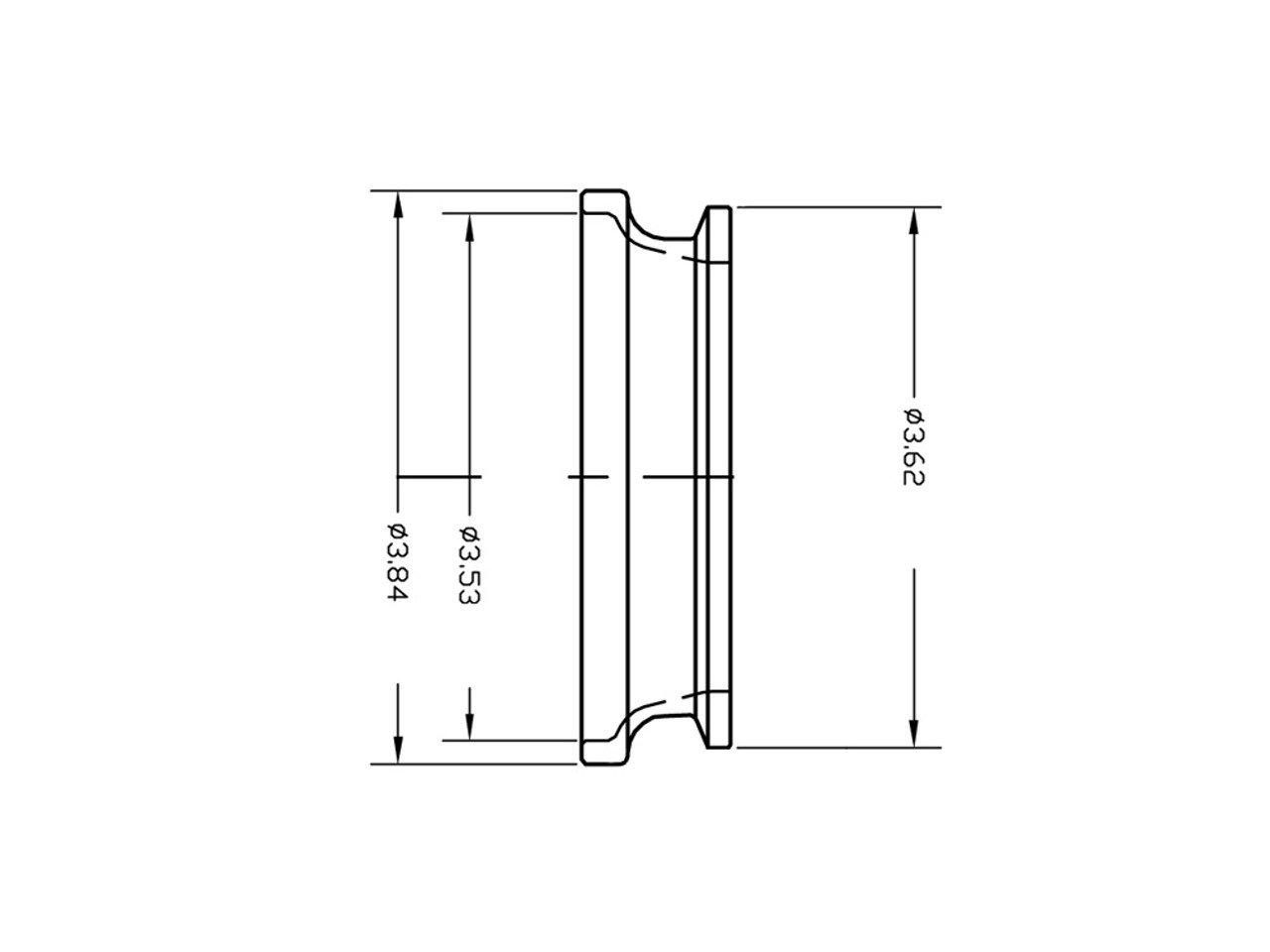 3.625" V-Band Turbine Outlet Flange for AGP Turbo to 3.5" or 4" Tube w/ Locating Step