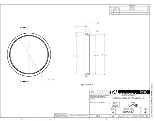 4.50" V Band Outlet Flange for Tial V45V Housings to 4" Tube