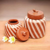 Novica Handmade Lucky Frogs, Brown Ceramic Jars, Set of 2