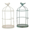 Foreside Home Set of 2 - 9-in Distressed Metal Pillar Candle Holders With Bird Finial