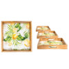 Home Essentials Square Mango Wood Tray with Lemon Enamel, In 3 Sizes