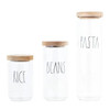 Rae Dunn Artisan Borosilicate Glass Canister, Set of 3, Pasta, Rice, Beans