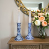 Sea Island Imports Blue & White Porcelain Candlestick Holders, Coriander