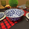 Sea Island Imports Brass Trimmed Handcrafted Blue & White Porcelain Bowl