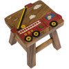 Sea Island Imports Fire Truck Design Hand Carved Acacia Children's Wood Stool 