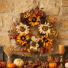 Gerson 24"Harvest Sunflower & Pinecone Wreath w/ Berries