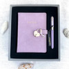 Victoria's Journals Vegan Leather Hard Cover Journal, Pouch and Pen Gift Set, Lilac