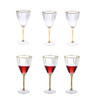 Straight Line 12-OZ Textured Wine Glasses with Gold Stem and Rim Set of 6