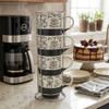 Boston Warehouse Leafy 13-oz Stacked Mugs with Stand, Set of 4