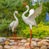 Zaer 44.5" Tall Metal Great White Heron Garden Figurine, Set of 2