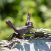 Zaer LTD Galvanized Birdbath With Branch Stand and Bird Details