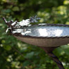 Zaer LTD Galvanized Birdbath With Branch Stand and Bird Details