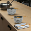 Boston Warehouse Noodle/Rice Bowl with Chopsticks, Grey Damask Set of 2
