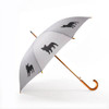 San Francisco Umbrella French Bulldog Stick Umbrella, Black on Silver