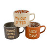 Boston Warehouse Lazy Days Mugs, Set of 3  Boston Warehouse Lazy Days Mugs, Set of 3
