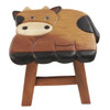 Sea Island Imports Cow Design Hand Carved Acacia Children's Wood Stool 