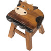 Sea Island Imports Cow Design Hand Carved Acacia Children's Wood Stool 