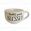 Thankful, Grateful, Blessed, 24-Ounce Stoneware Soup Mug with Lid