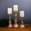 Boston Warehouse Natural Wood Pillar Candle Holder, 3 Piece Set