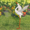 Zaer 44.5" Tall Metal Great White Heron Garden Figurine Head Up, Wings Up
