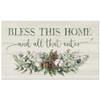 Highland Home Bless This Home Indoor/Outdoor Natural Linen Look Floor Mat