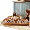 Young's Stoneware Leaf Design Butter Dish Young's Stoneware Leaf Design Butter Dish