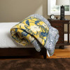 Natural Habitat Hand Block Printed Reversible Queen Quilt, Asian Lotus