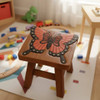 Sea Island Imports Monarch Butterfly Design Hand Carved Acacia Children's Wood Stool