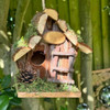 Handmade Wooden Hanging Birdhouse with Wooden Stairs & Acorn Design
