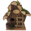 Wooden Hanging Birddhouse with Wooden Stairs & Acorn Designs