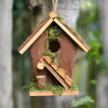 Handmade Wooden Birdhouse Hut with Ladder 