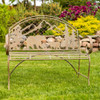 Zaer Round Top Iron Garden Bench with Grizzly Bear and Mountain, Yellowstone