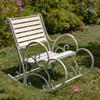 Zaer Monte Carlow Iron Rocking Arm Chair in Antique White