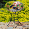 Zaer 18" Glass Bowl Robin Birdbath with Metal Stand, Michigan