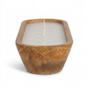 Lone Elm Sweet Vanilla Scented Candle in a Wooden Oval Design Bowl