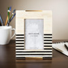 Matr Boomie Mukhendu Stripe 4x6 Black White Picture Frame - Carved Bone