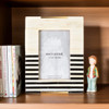 Matr Boomie Mukhendu Stripe 4x6 Black White Picture Frame - Carved Bone