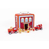 Jack Rabbit Creations-Fire House Suitcase Playset - Portable Wooden Toy Set