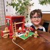 Jack Rabbit Creations-Fire House Suitcase Playset - Portable Wooden Toy Set